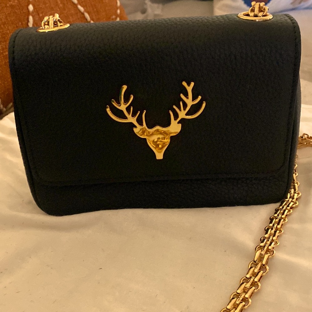 NWT Taxidermy black leather crossbody